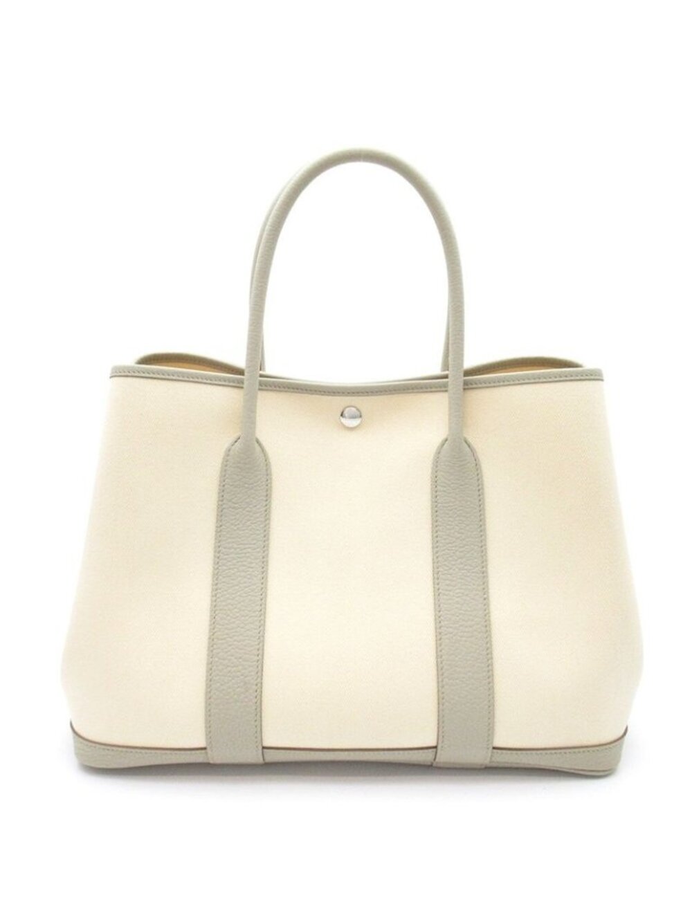 Hermes Garden Party 36 Toile Officiere Negonda Handbag Pearl Gray
